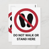 ここを歩いたり立ったりしないで、禁止標識 ポストカード (正面/裏面)