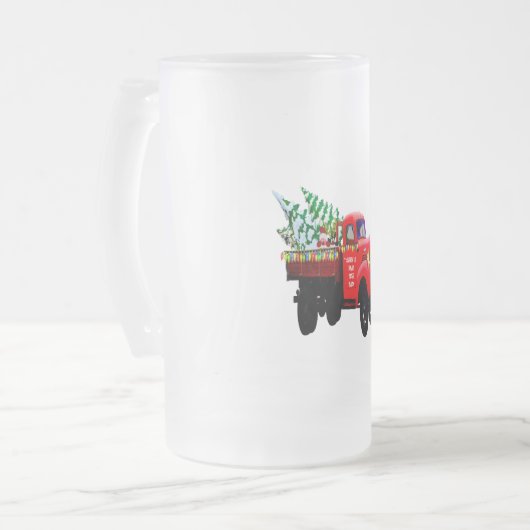 ここサ来ンタのクリスマスツリーのファームトラック フロストグラスビールジョッキ (正面左)