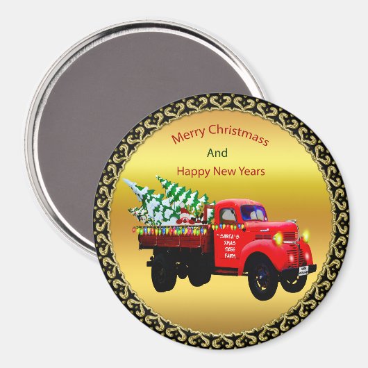 ここサ来ンタのクリスマスツリーのファームトラック マグネット (正面/裏面)