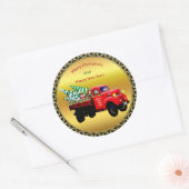 ここサ来ンタのクリスマスツリーのファームトラック ラウンドシール (封筒)