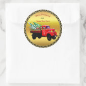 ここサ来ンタのクリスマスツリーのファームトラック ラウンドシール (バッグ)