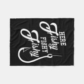 ここフィッシュおもしろい魚釣りギフト幸運のシャール フリースブランケット (正面(横))