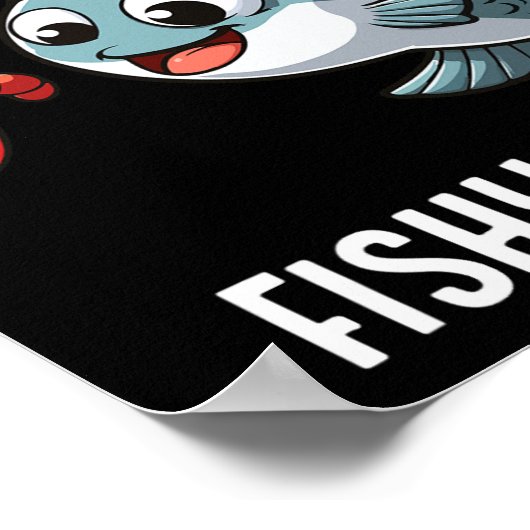 ここフィッシュ魚釣りおもしろいワームかわいい魚の漁師 ポスター (角)