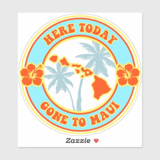 ここ今日マウイに行った – おもしろいハワイアン休暇 シール (シート)