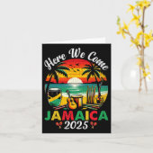 ここ我々ジャマ来カ2025女の子の旅行の家族の夏 カード (黄色い花)