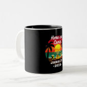 ここ我々ジャマ来カ2025女の子の旅行の家族の夏 ツートーンマグカップ (正面左)