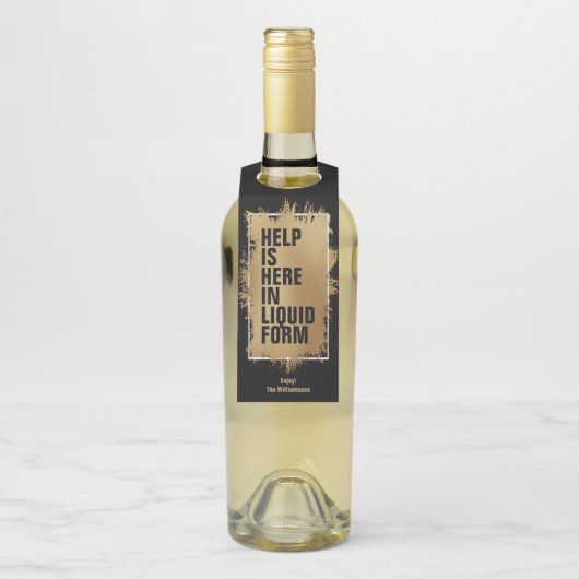 ここ救済に文字金箔の黒 ボトルネックタグ (ボトル)