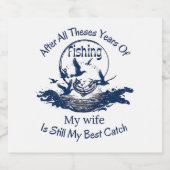 ここ数年の魚釣りの末に私の妻は スパークリングワインラベル (シングルラベル)