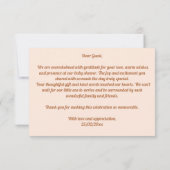 ここ来では、息子のグルーヴィなレトロな赤ちゃんシャワー サンキューカード (裏面)