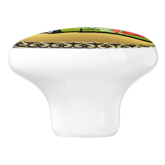 ここ来でサンタの犬のクリスマスパレード セラミックノブ (側面)