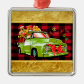 ここ来でサンタの犬のクリスマスパレード メタルオーナメント (正面)