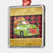 ここ来でサンタの犬のクリスマスパレード メタルオーナメント (左)