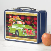 ここ来でサンタの犬のクリスマスパレード メタルランチボックス (インサイチュ)