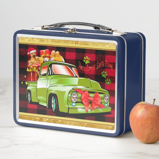 ここ来でサンタの犬のクリスマスパレード メタルランチボックス (インサイチュ)