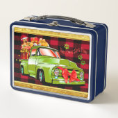 ここ来でサンタの犬のクリスマスパレード メタルランチボックス (正面)