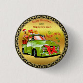 ここ来でサンタの犬のクリスマスパレード 缶バッジ (正面)