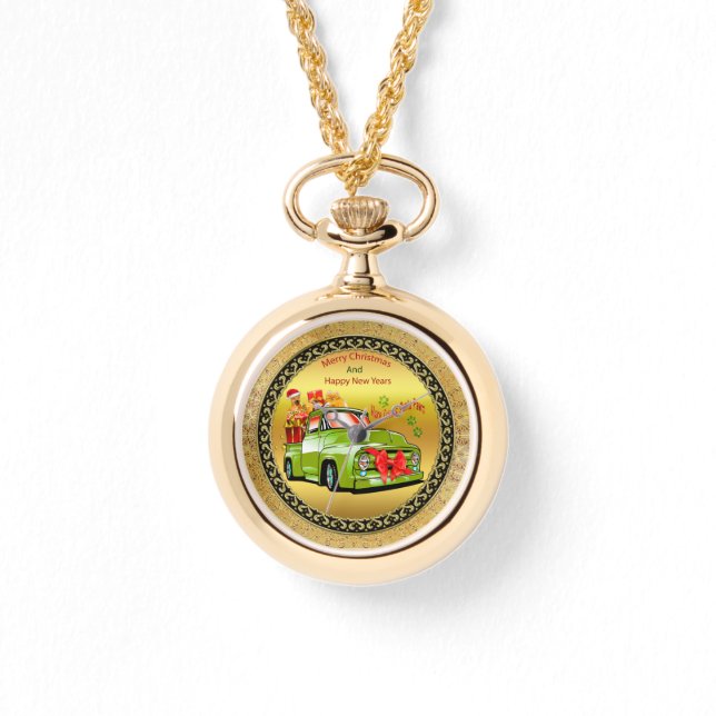 ここ来でサンタの犬のクリスマスパレード 腕時計 (正面)