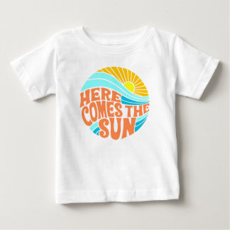 ここ来でサンTー、レトロスタイル、ヒッピースタイル ベビーTシャツ
