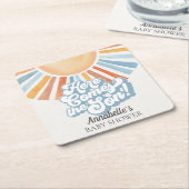 ここ来でソンサンシャインボーイ赤ちゃんシャワーパーティー スクエアペーパーコースター (アングル)