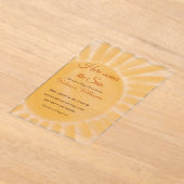 ここ来でソンサンシャインレイイエローベイビーシャワー アクリル招待状 (レイダウン)