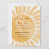 ここ来でソンサンシャインレイイエローベイビーシャワー 招待状 (正面)