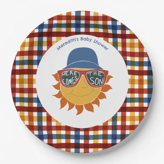ここ来でソンプライド男の赤ちゃんシャワー ペーパープレート (正面)