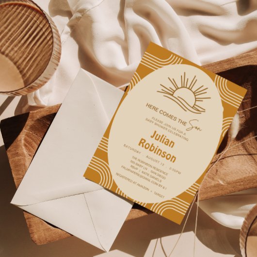 ここ来でソンボホ男の赤ちゃんシャワー招待状 招待状