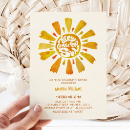 ここ来で太陽の水の色の赤ちゃんシャワー 招待状