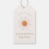 ここ来で太陽の燃えたオレンジの太陽の赤ちゃんシャワー ギフトタグ (正面)