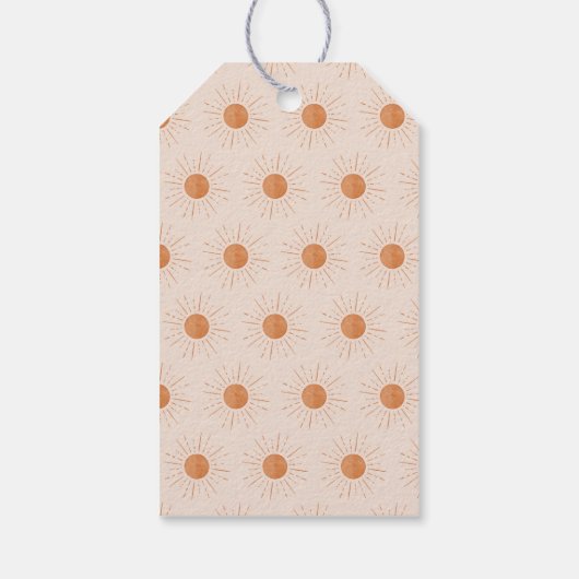 ここ来で太陽の燃えたオレンジの太陽の赤ちゃんシャワー ギフトタグ (裏面)
