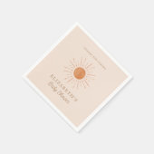 ここ来で太陽の燃えたオレンジの太陽の赤ちゃんシャワー スタンダードカクテルナプキン (角)