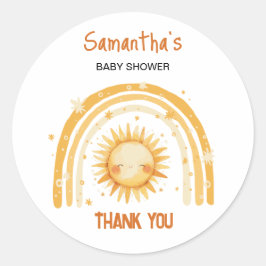 ここ来で太陽の赤ちゃんシャワーの招待 ラウンドシール