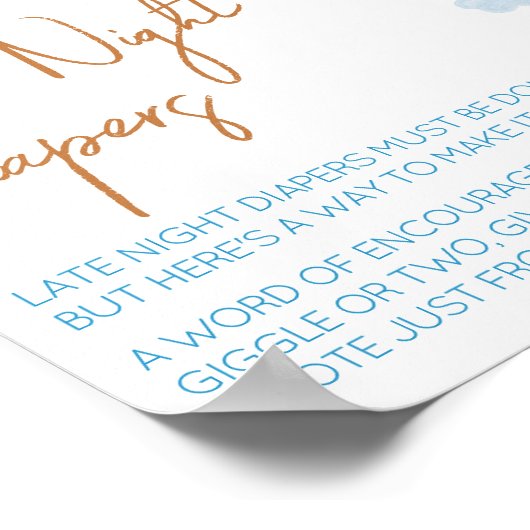 ここ来で太陽の赤ん坊シャワー夜遅くのおむつ ポスター (角)