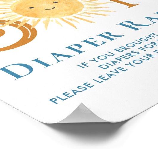 ここ来で息子おむつラッフル赤ちゃんシャワーのサイン ポスター (角)