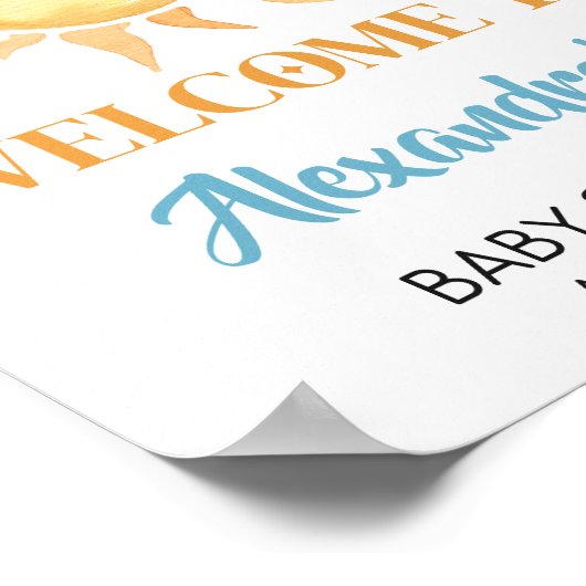 ここ来で息子かわいい太陽の赤ちゃんシャワー ポスター (角)