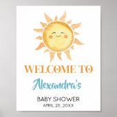 ここ来で息子かわいい太陽の赤ちゃんシャワー ポスター (正面)