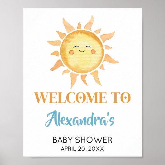 ここ来で息子かわいい太陽の赤ちゃんシャワー ポスター (正面)