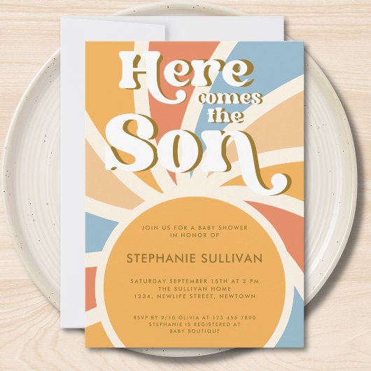 ここ来で息子が赤ちゃんシャワー招待状 招待状