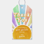 ここ来で息子のレトロ男の子の赤ちゃんシャワー ギフトタグ (正面)