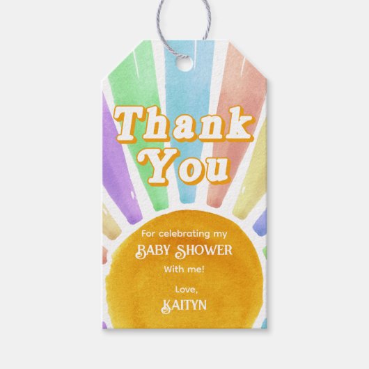 ここ来で息子のレトロ男の子の赤ちゃんシャワー ギフトタグ (正面)