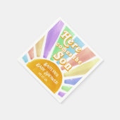 ここ来で息子のレトロ男の子の赤ちゃんシャワー スタンダードカクテルナプキン (角)