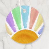 ここ来で息子のレトロ男の子の赤ちゃんシャワー フェイバータグ (裏面)