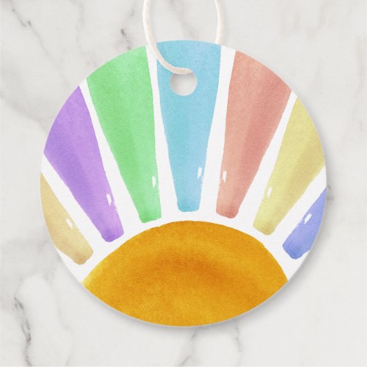 ここ来で息子のレトロ男の子の赤ちゃんシャワー フェイバータグ (裏面)