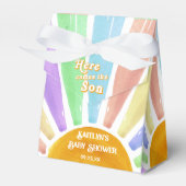 ここ来で息子のレトロ男の子の赤ちゃんシャワー フェイバーボックス (正面サイド)