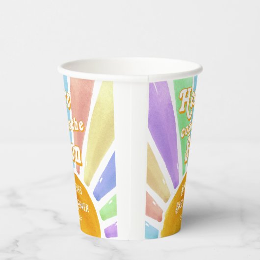 ここ来で息子のレトロ男の子の赤ちゃんシャワー 紙コップ (右)