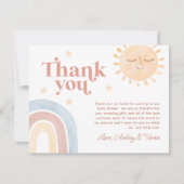 ここ来で息子の水の色ボホベイビーシャワー サンキューカード (正面)