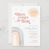 ここ来で息子の水の色ボホベイビーシャワー 招待状 (正面)