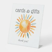 ここ来で息子の男の赤ちゃんシャワーカードとギフト 台座サイン (正面)