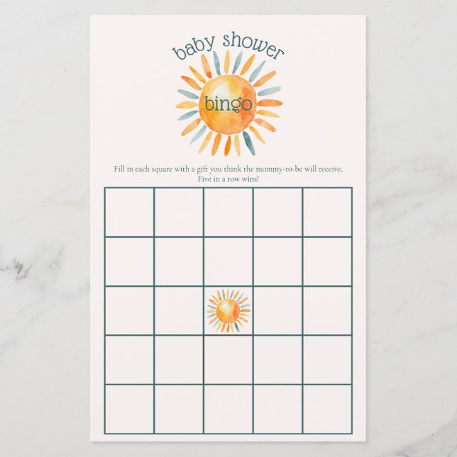 ここ来で息子の男の赤ちゃんシャワーBingoゲーム (正面)