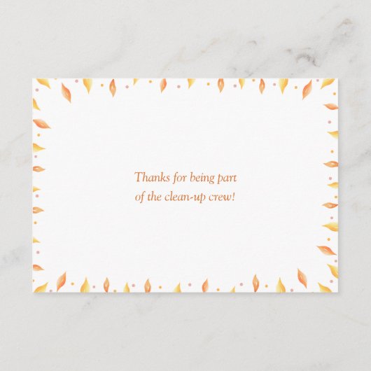 ここ来で息子の赤ちゃんシャワーおむつラッフル エンクロージャーカード (裏面)